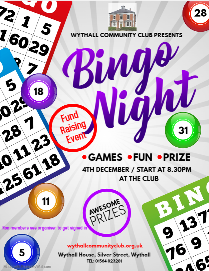 WCC Bingo Night 4th Dec 2021