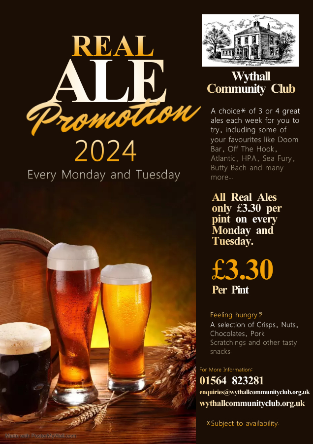 Real Ale Promotion 2024. All Cask Ales £3.30 a pint every Monday and Tuesday.