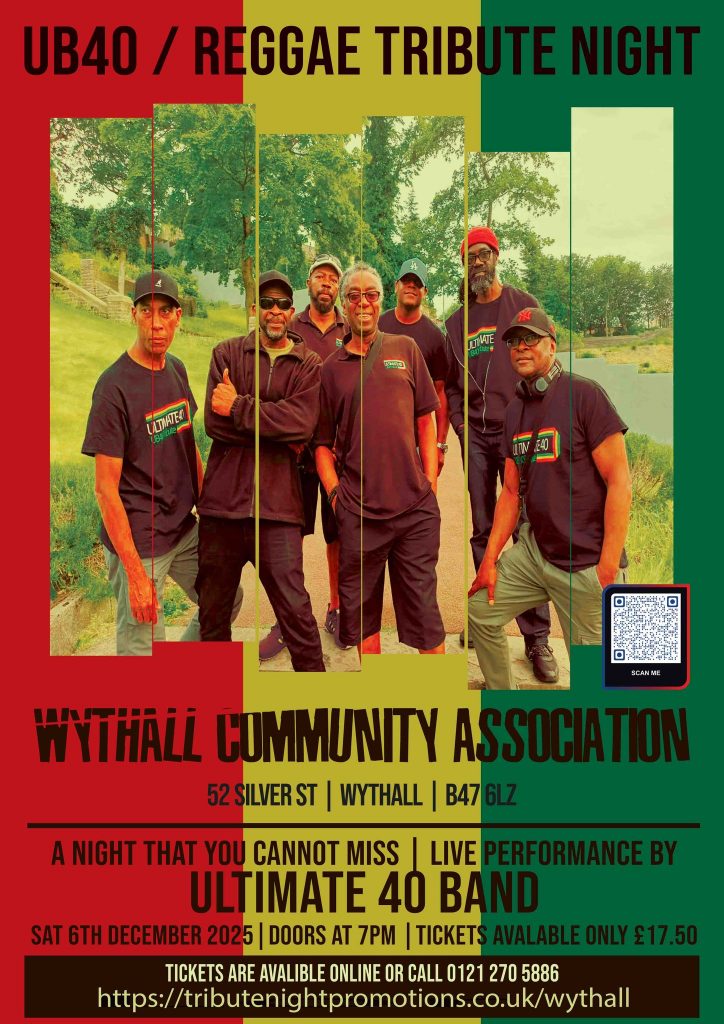 UB40 & Reggae Tribute Night at Wythall Community Club Sat 6 December 2025
