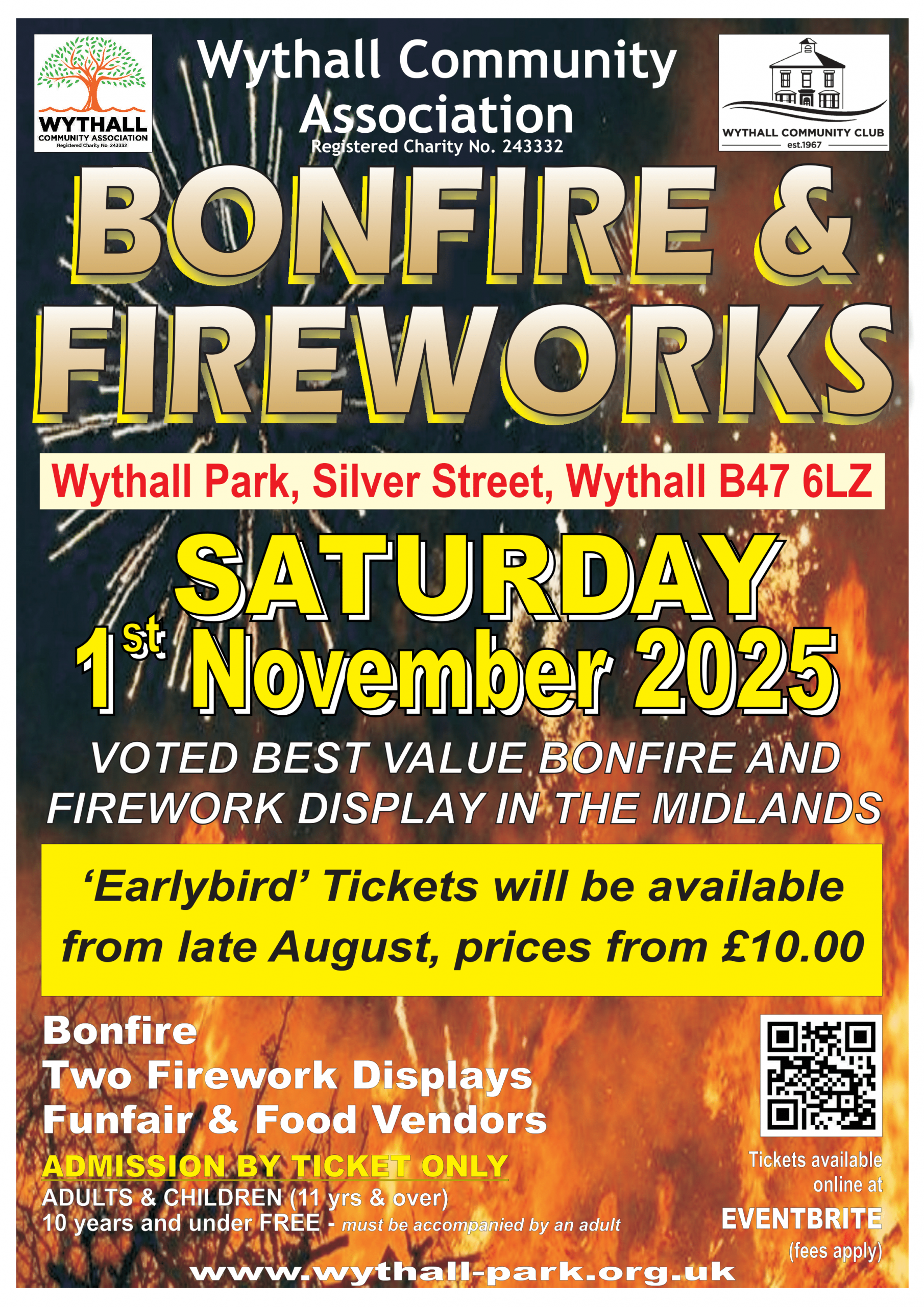 Wythall Bonfire and Fireworks displays. Sat 1 Nov 2025. Two displays.