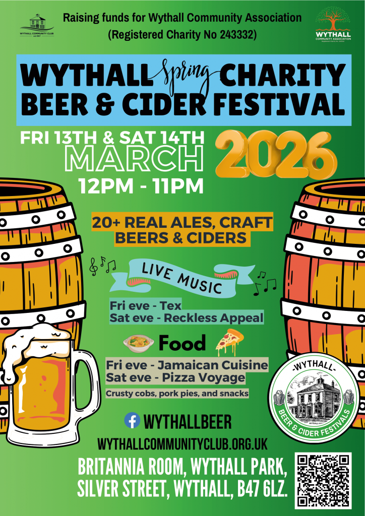 Wythall Spring Charity Beer & Cider Festival 13 and 14 March 2026
