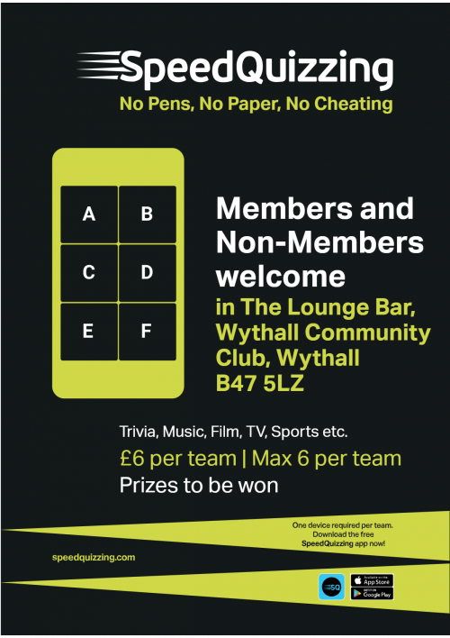 SpeedQuizzing at Wythall Community Club - No Pens, No Paper, No Cheating!