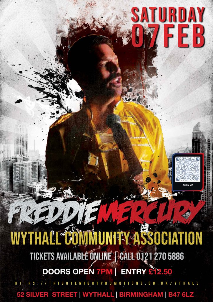 Freddie Mercury Tribute Night at Park Hall, Wythall Community Association on 7 Feb 2026.