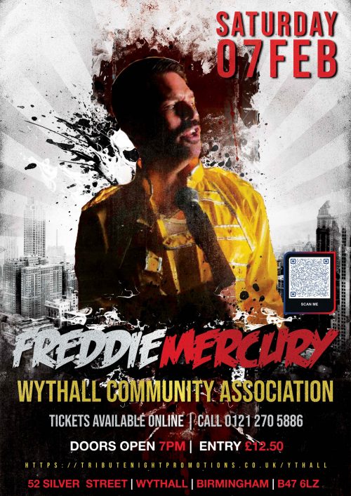 Freddie Mercury Tribute Night at Park Hall, Wythall Community Association on 7 Feb 2026.