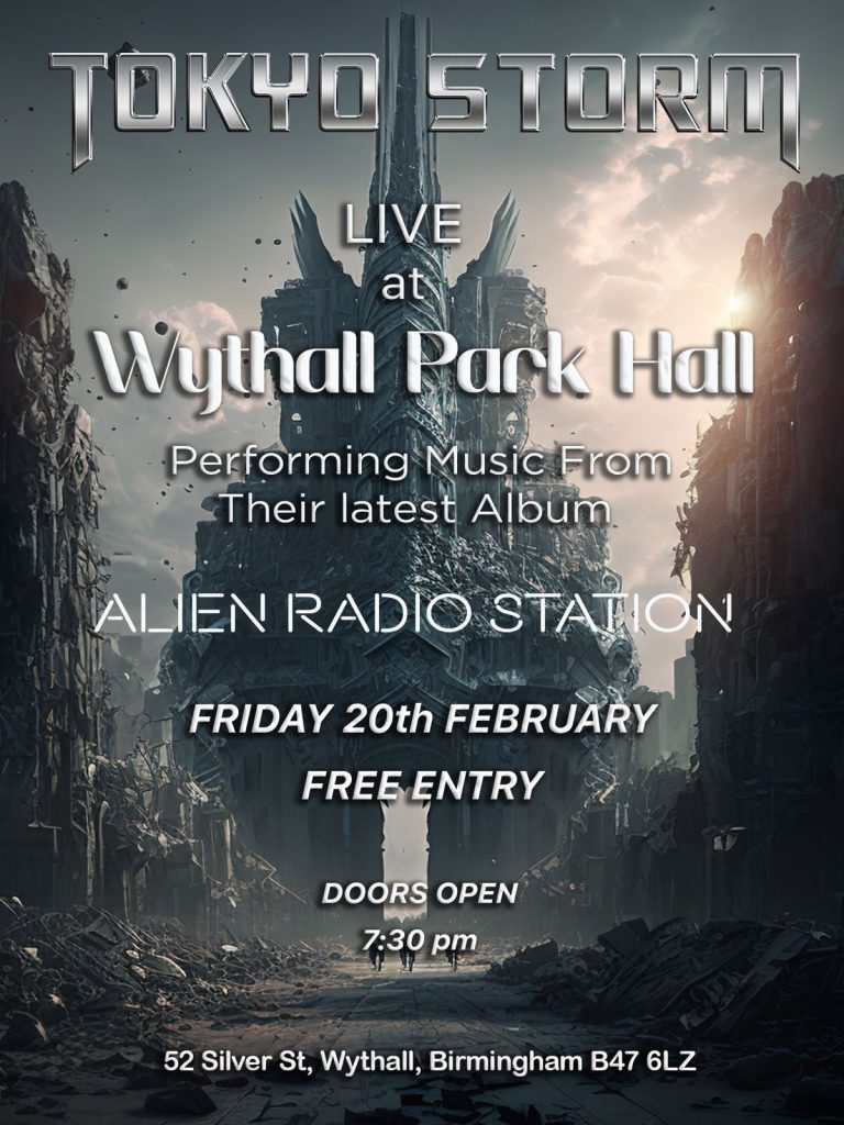 Free Music Friday Featuring Tokyo Storm in Park Hall, Wythall Park. 7.30pm on Fri 20 Feb 2026.