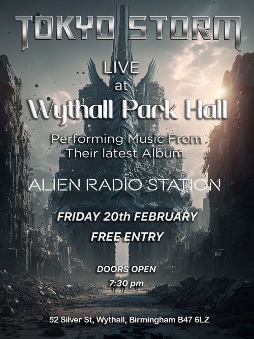 Free Music Friday Featuring Tokyo Storm in Park Hall, Wythall Park. 7.30pm on Fri 20 Feb 2026.