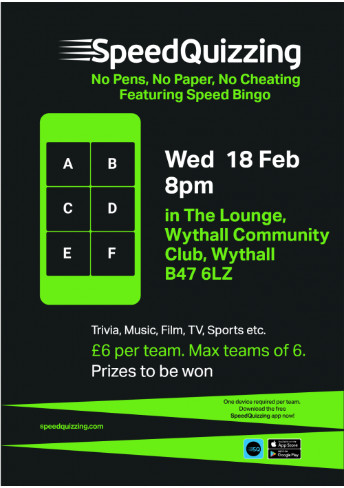 SpeedQuizzing Wednesday 18 February at 8pm