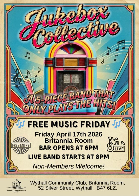 Jukebox Collective Friday 17 April 2026 at The Britannia Room, Wythall