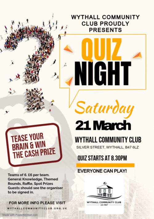 Saturday BIG Quiz Night 21 March 2026