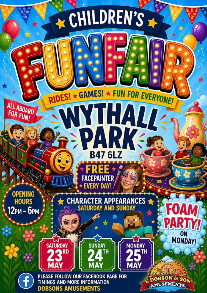 Children's Funfair Wythall Park 23-25 May 2026