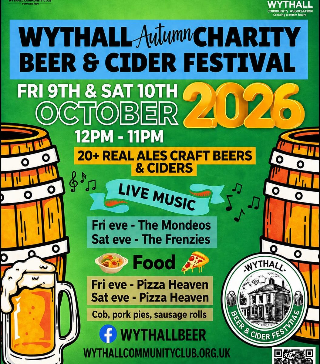 Wythall Autumn Charity Beer and Cider Festival - 9-10 October 2026