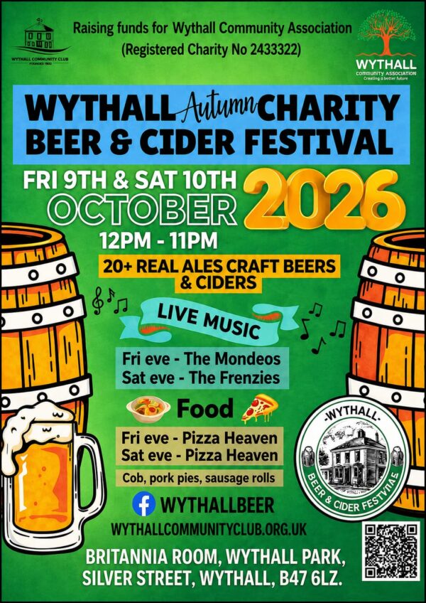 Wythall Autumn Charity Beer and Cider Festival - 9-10 October 2026