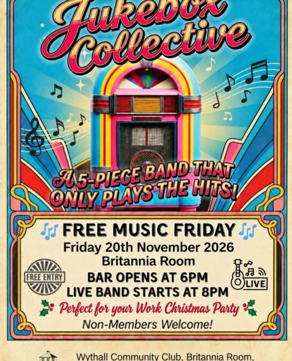Free Music Friday - Jukebox Collective 20 Nov 2026 at Wythall Community Club
